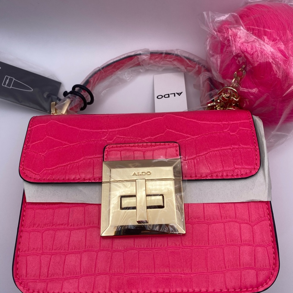 Aldo Chiadda  Bright Pink Women's Top Handle Handbag Shoulder Strap - Picture 2 of 13